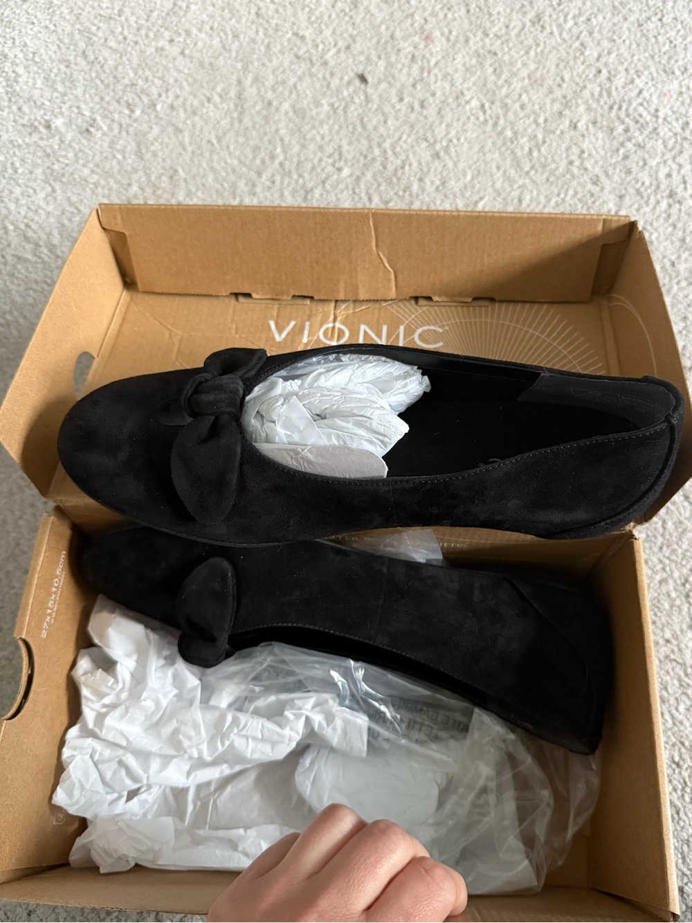 Vionic Black Suede Bow Ballet Flats - Women's Slip-On Loafers